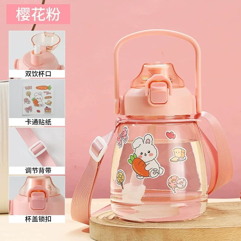 Large Capacity Summer Plastic Water Cup, High Temperature Resistant, Student and Children's High Appearance with Handle and Straw, Best Seller
