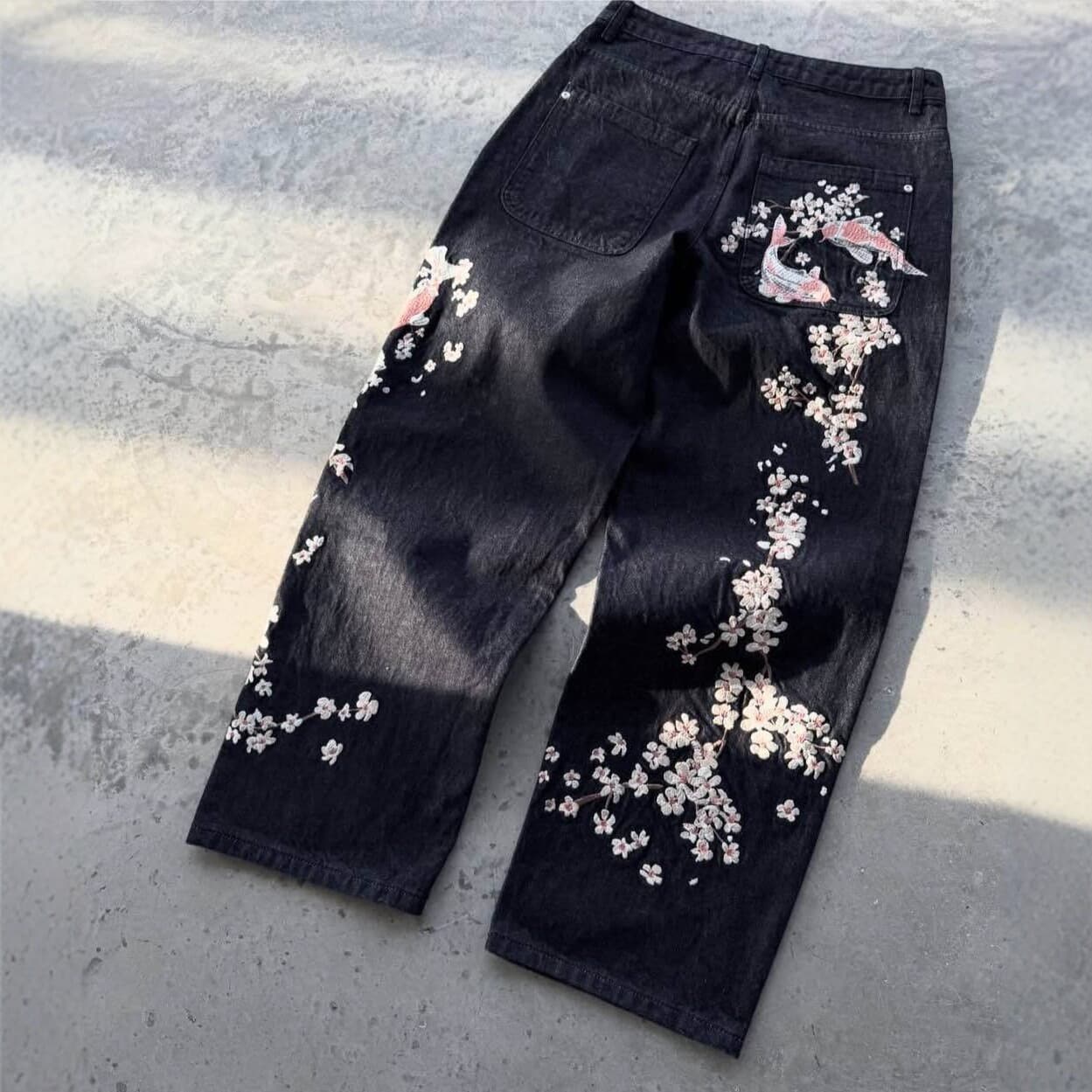 2026 Cross-Border New Japanese 3D Print Men's Fashion Sakura Samurai Pattern Straight Loose Casual Long Pants