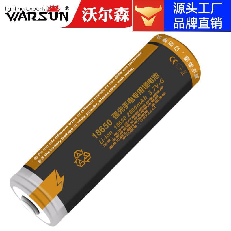 Wolsen manufacturer 18650 lithium battery headlamp, high-luminance flashlight, 3.7V rechargeable power high-capacity battery.