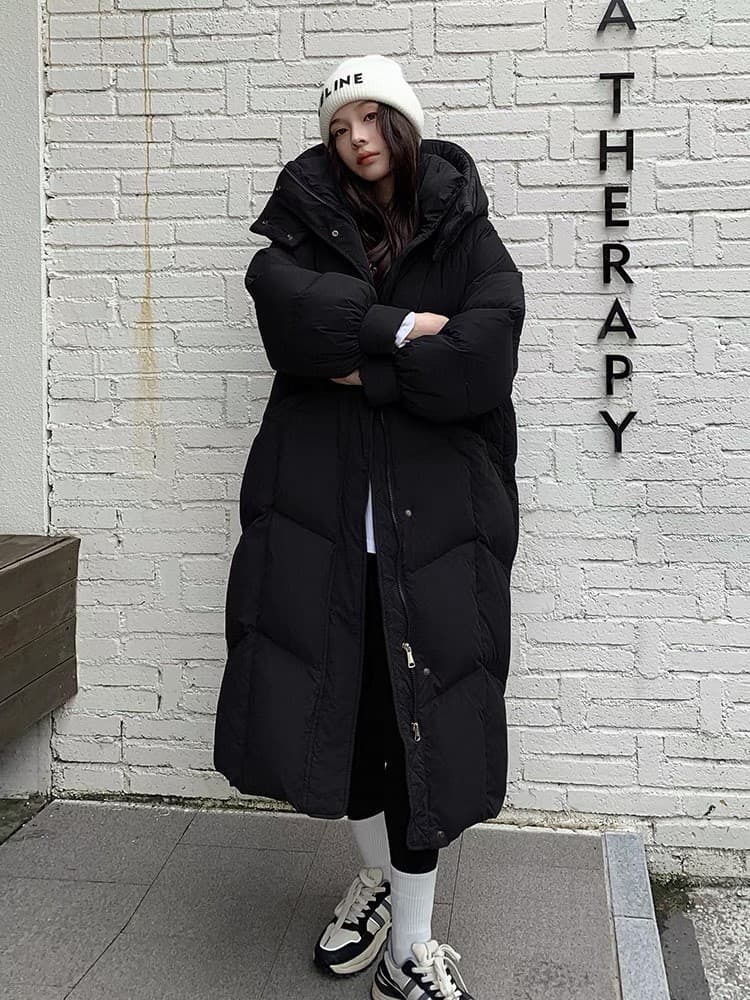 Manufacturer Thickened Long Down Coat for Women Over Knee 2024 New Korean Style Loose Fit White Duck Down Winter Puffer Jacket