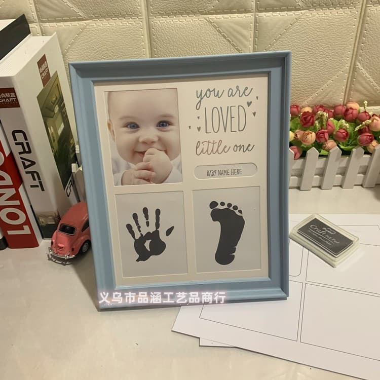 Newborn Baby Hand Footprint Kit Baby Hand Footprint Clay Infant Hundred Days Commemorative Souvenir One Year Gift Picture Frame