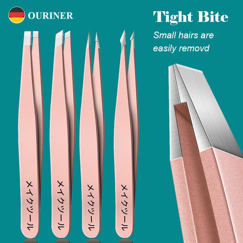 Cross-border hot-selling eyebrow clip 4-piece set of small tweezers, beard plucking tool for men to pull beard and eyebrows