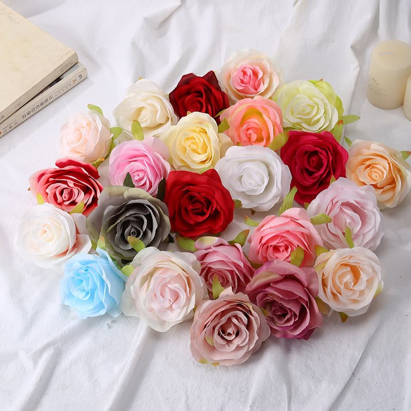 Simulation Rose Head DIY Fake Flower Silk Flower Wedding Corsage Hair Decoration Rose Wholesale