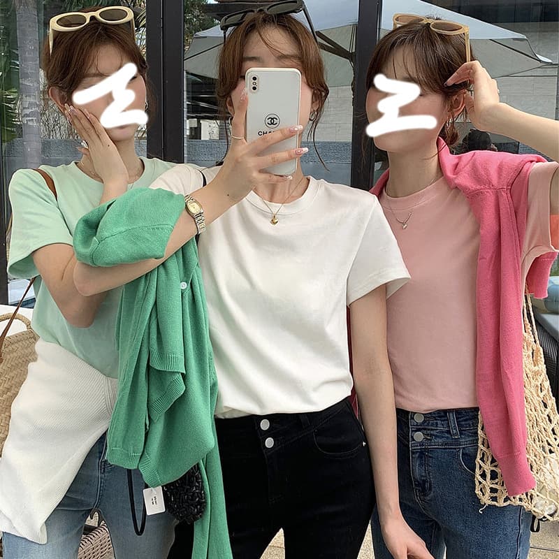 Maillard Short Sleeve T-Shirt Women's Summer Dopamine Half Sleeve Korean Loose Round Neck Solid Color Versatile Base Tee