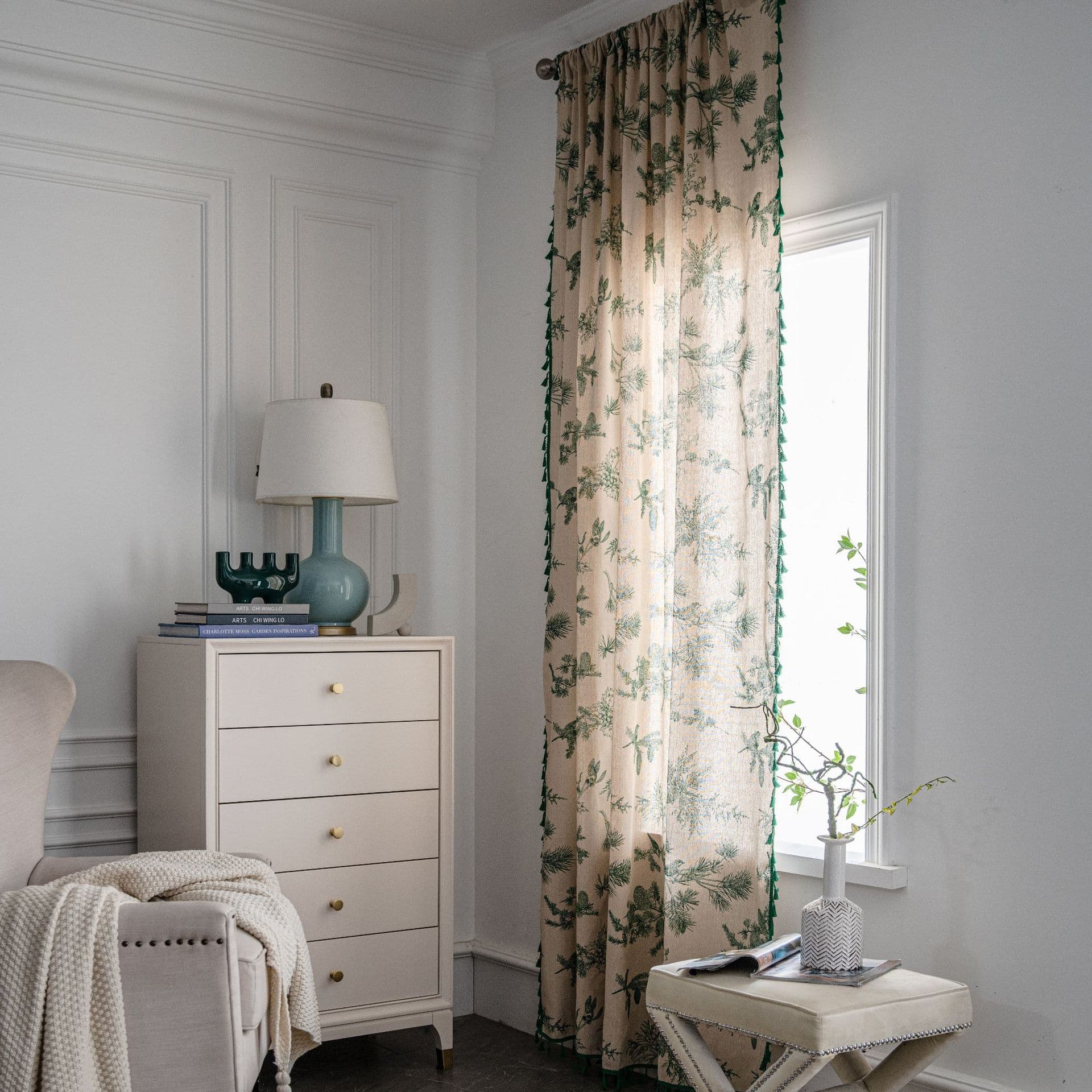 YMQY Cotton Linen Printed Curtains Kitchen Window Covering Semi-Shade Factory Direct Living Room Dining Room Decor