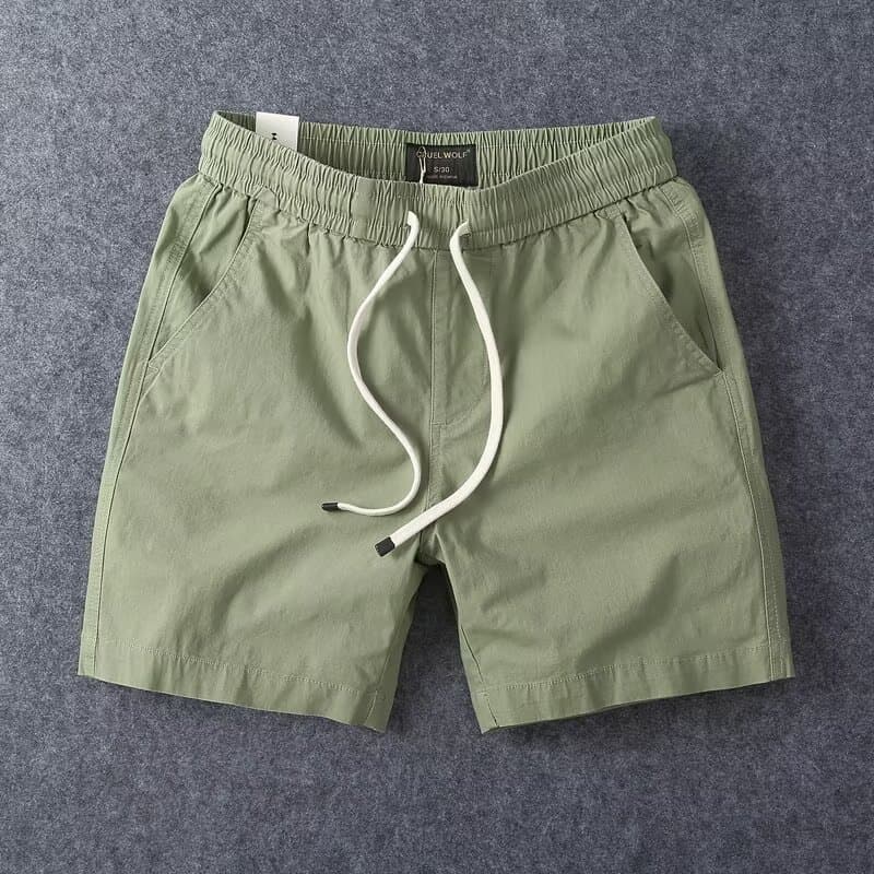 Men's Cotton Work Pants Summer Trendy Brand Loose Fit Casual Shorts Elastic Three-Quarter Length Straight Leg High Waist