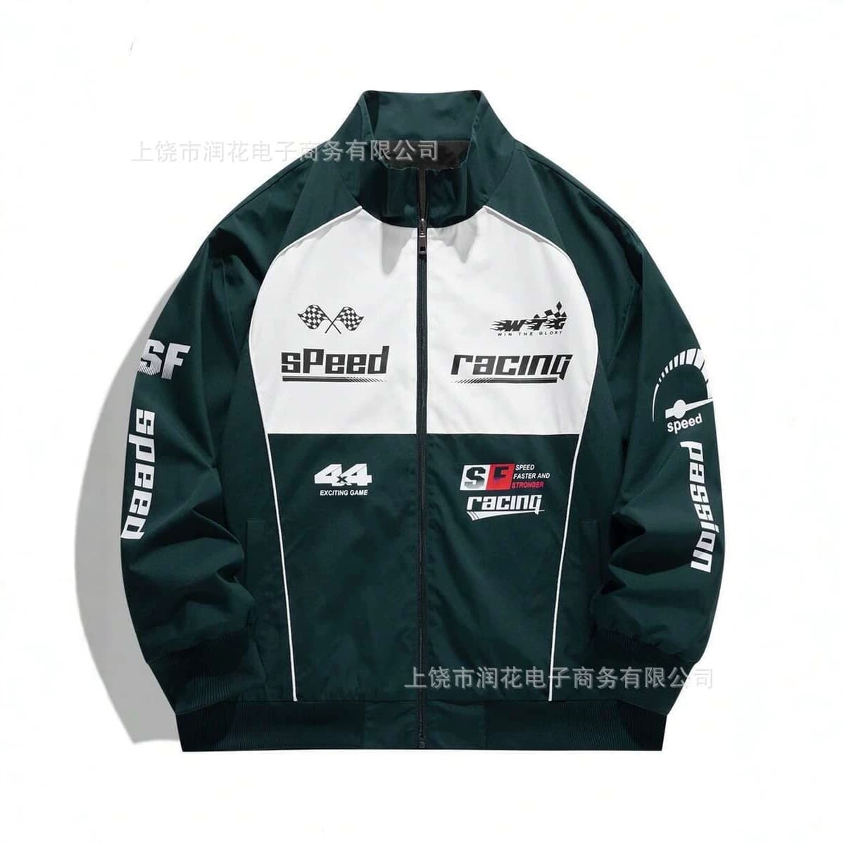 2026 Cross-border Standalone Site 3D Print Men's Autumn Racing Element Contrast Color Stand Collar Jacket Casual Outerwear New Arrival