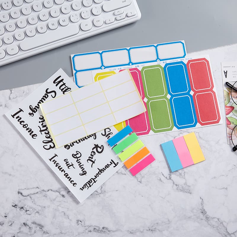 Handwritten Label Indicator Stickers, Colorful White Blue Adhesive Letter Stickers, Sticky Notes Index Stickers