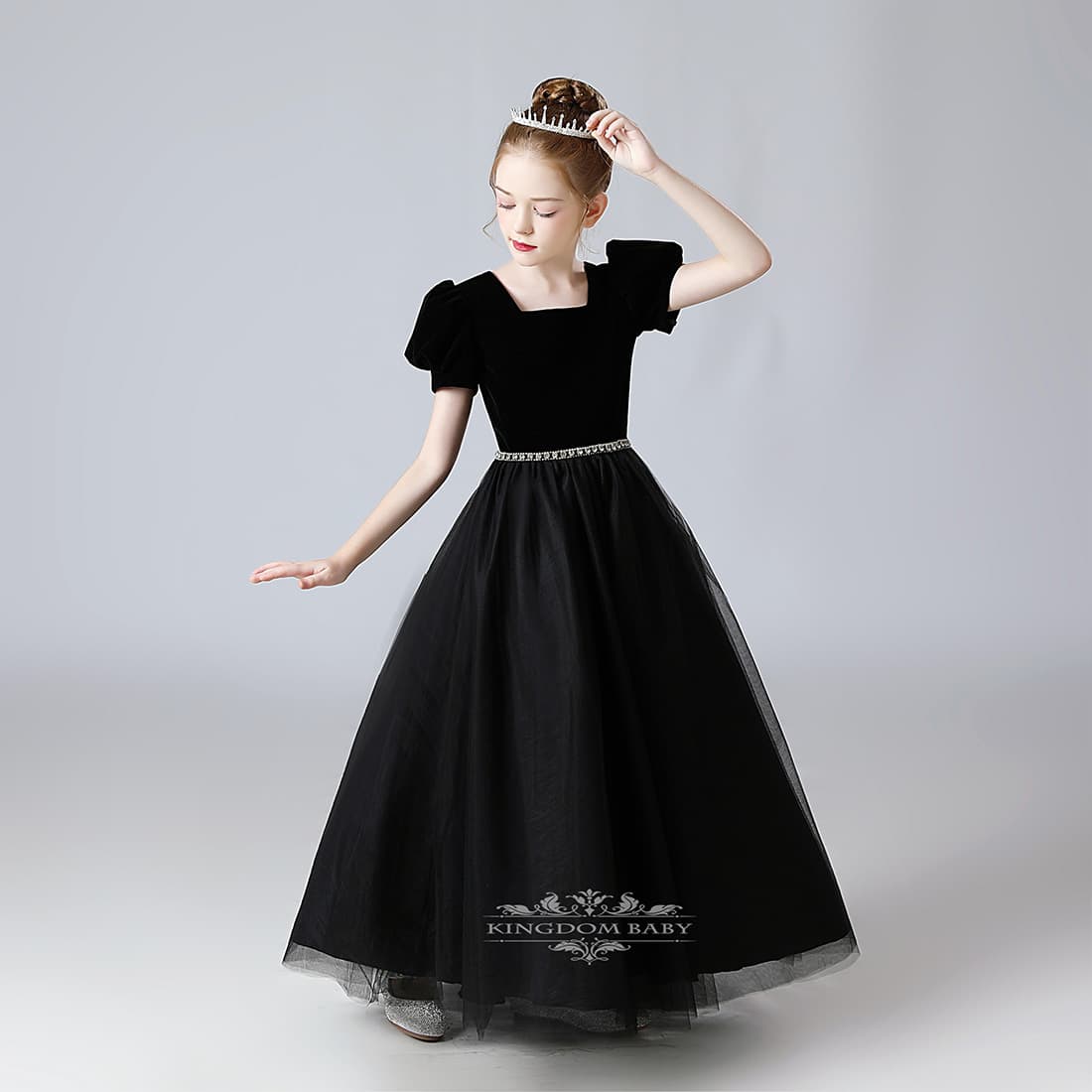 Girls' Birthday Dress High-End Stylish Children's Piano Performance Outfit Spring Student Choir Art Exam Dress Black New