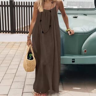 2026 New Women's Sleeveless Coat Dress with Open Back, Loose Loungewear Summer Dress for Amazon and AliExpress Cross-Border Sales