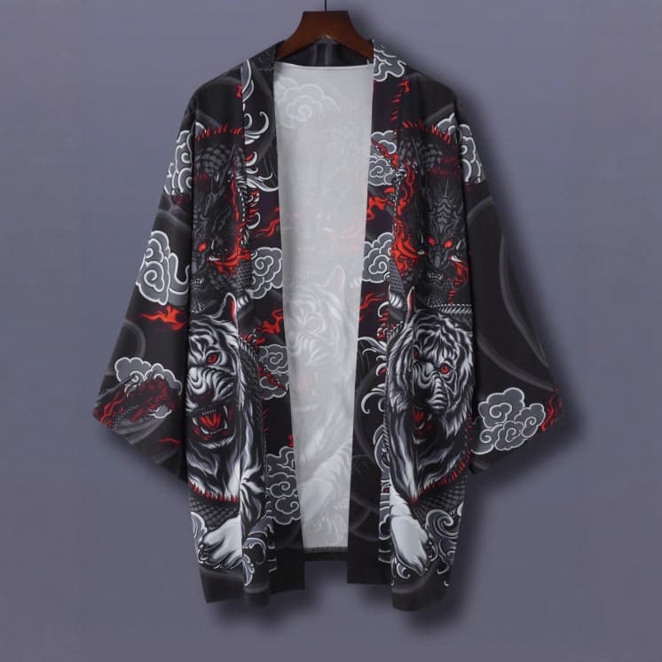 Haori Kimono Cardigan Western Seven-Sleeve Blouse Street Outerwear Cool Drape Shirt Thin Jacket Shawl