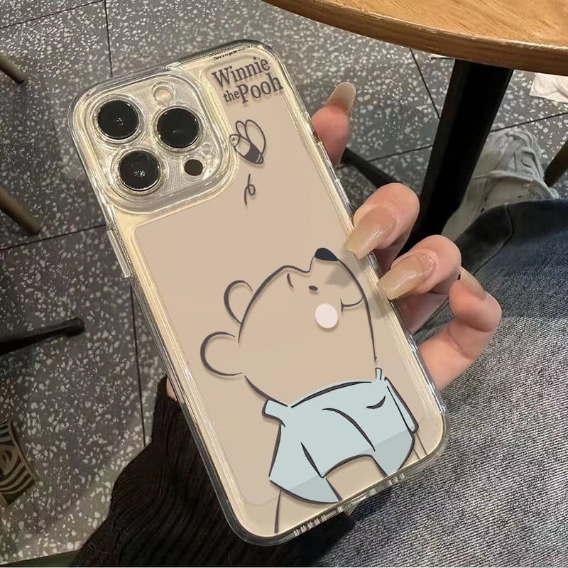 Cute Winnie the Pooh suitable for Apple 16E 16pro mobile phone case 13 14 15 fine holes 15 promax cute 11