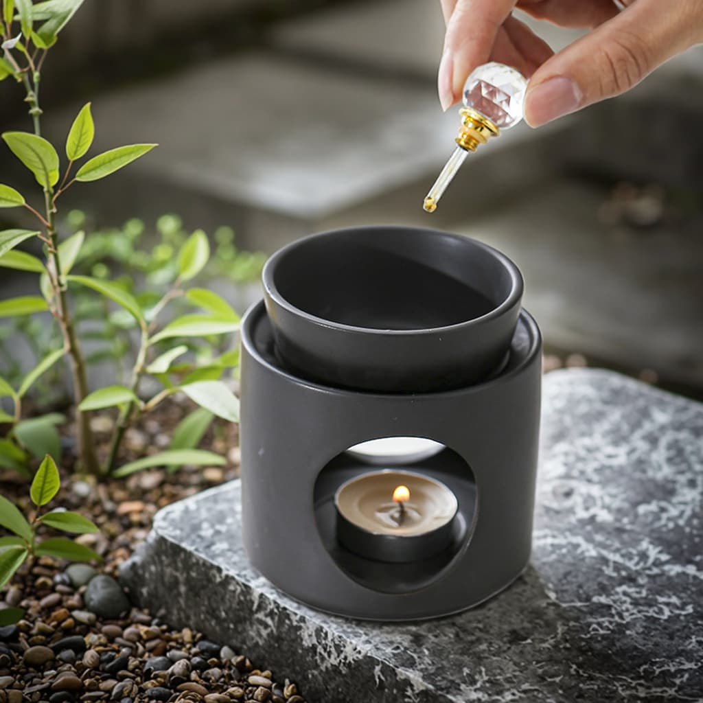 Black Ceramic Essential Oil Lamp Tray Candle Holder Diffuser Tray European Style Customizable Color Essential Oil Burner Tray