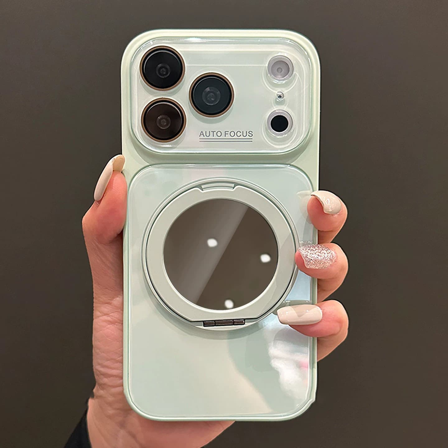 Suitable for iPhone17ProMax mobile phone case mirror 360 rotation magnetic stand Apple 16 glass protective case