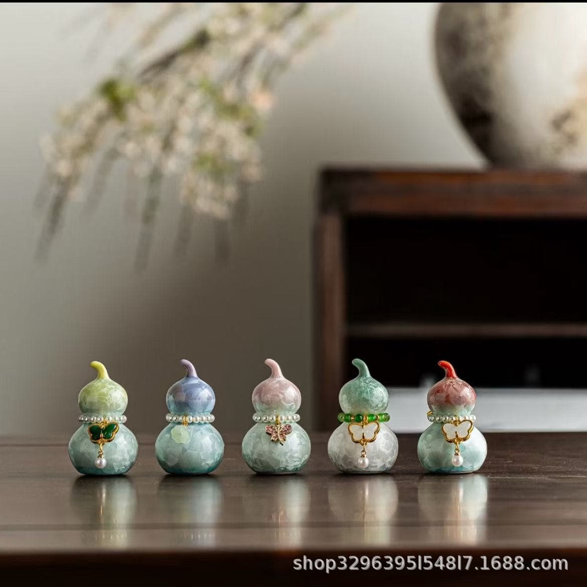 Crystalline Glazed Gourd Small Ornaments, Ceramic Ladies' Cute Colorful Fresh Tea Pets, Tea Ceremony Accessories, High-End Gift Options
