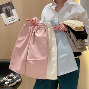 Versatile Balloon Pants] Kids Solid Color Wide-Leg Pants Summer Youthful Cute Loose Casual Trousers for Boys and Girls