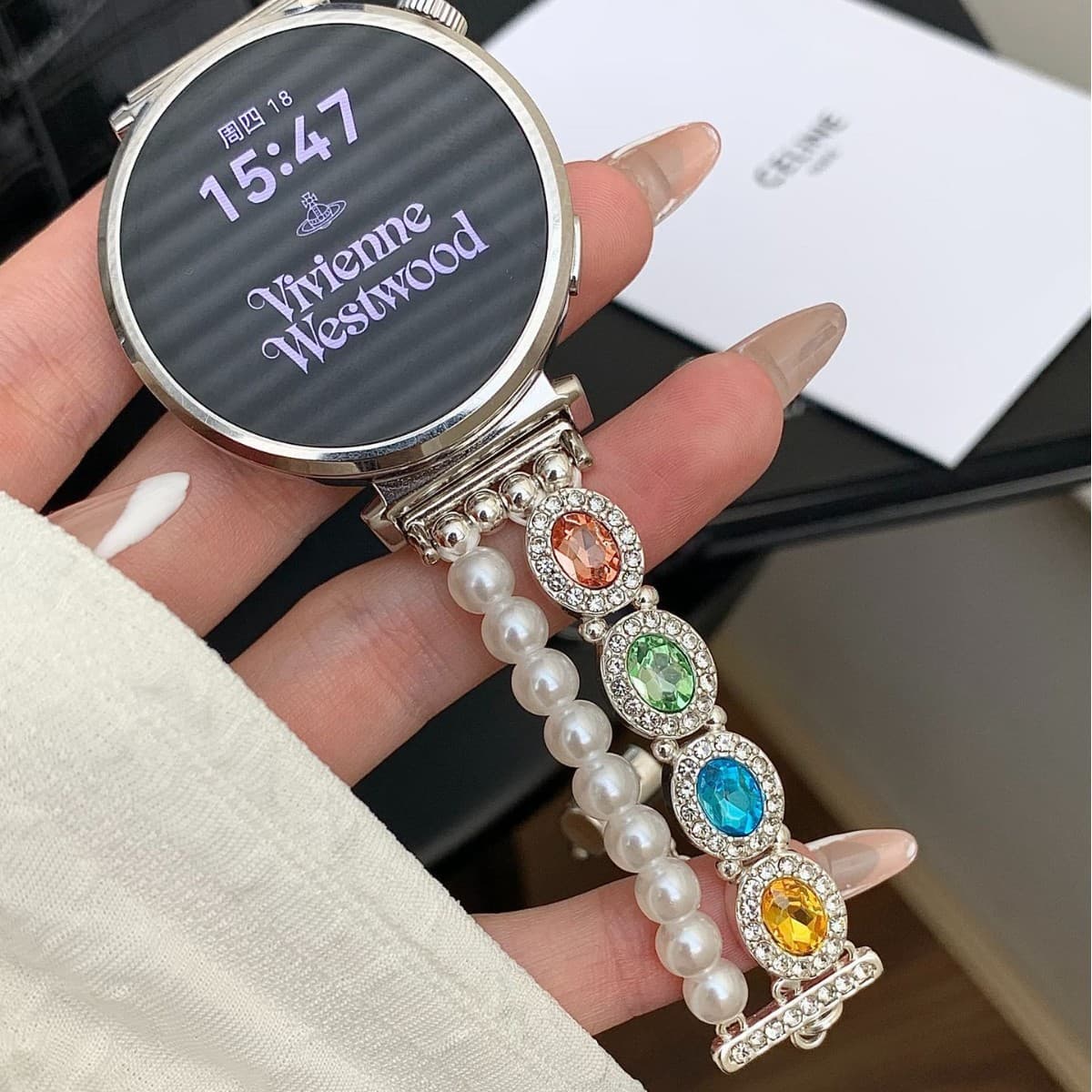Compatible with Fit4/3 Huawei GT6 Watch GT5 Colorful Diamond Pearl Chain GT4 Strap Watch5 Women 10 Xiaomi 9 PRO