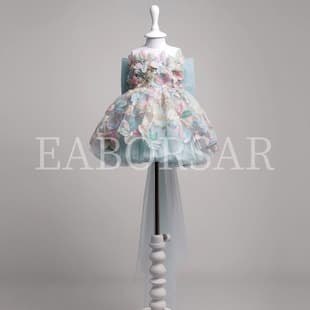 First Birthday Party Dress 2026 Summer New Arrival Princess Gown for Girls Flower Girl Princess Dress Cross-Border Dropshipping