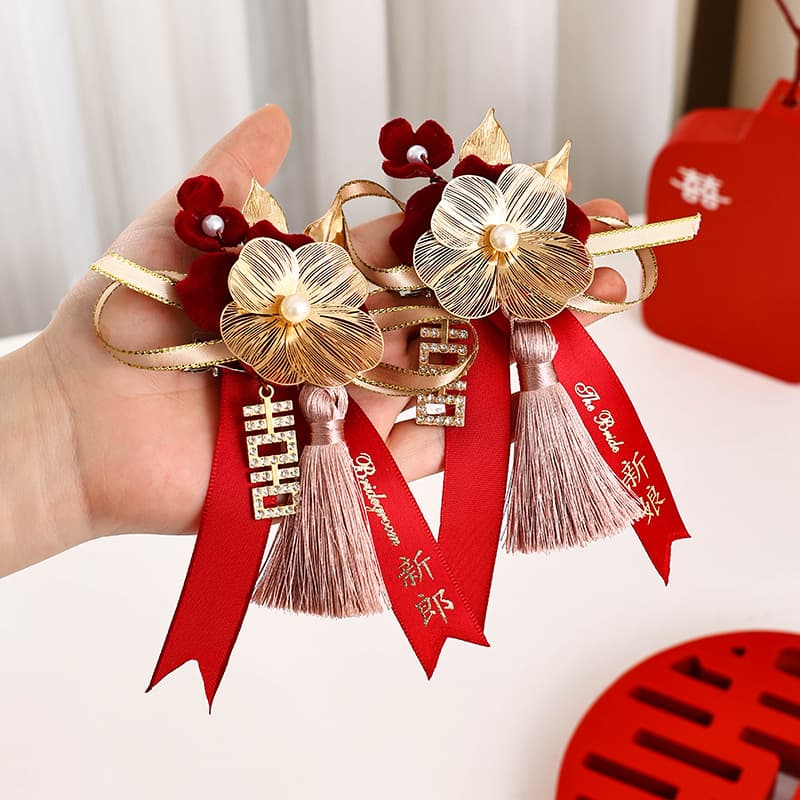 New corsage wedding full set family wedding groom bride parents wedding preparation corsage high-end brooch supplies large