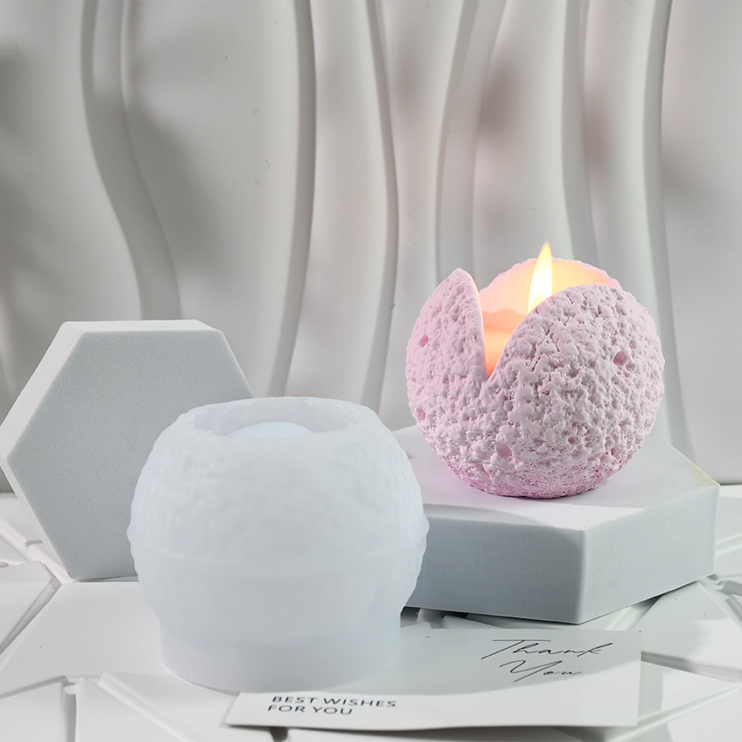 DIY New Crater Spherical Candle Silicone Mold Petal Scented Plaster Art Ornament Mold