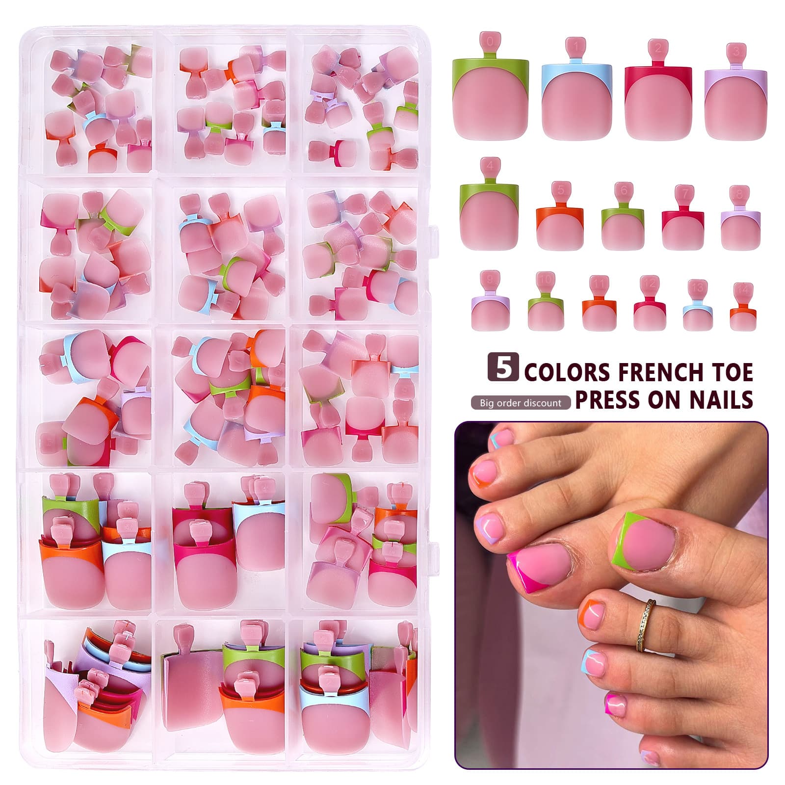 Cross-border Hot Selling French Wearable Toenails Short Nude Pre-made Nails Removable Finished Fake Nails Wholesale
