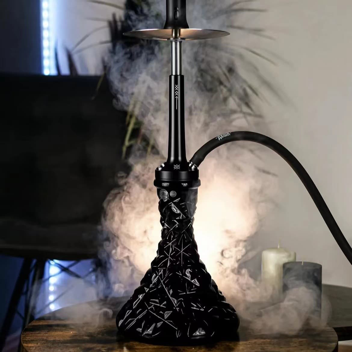 Stainless steel hookah gift box packaging hookah with ceramic pot Doosha hookah with water drop bottle