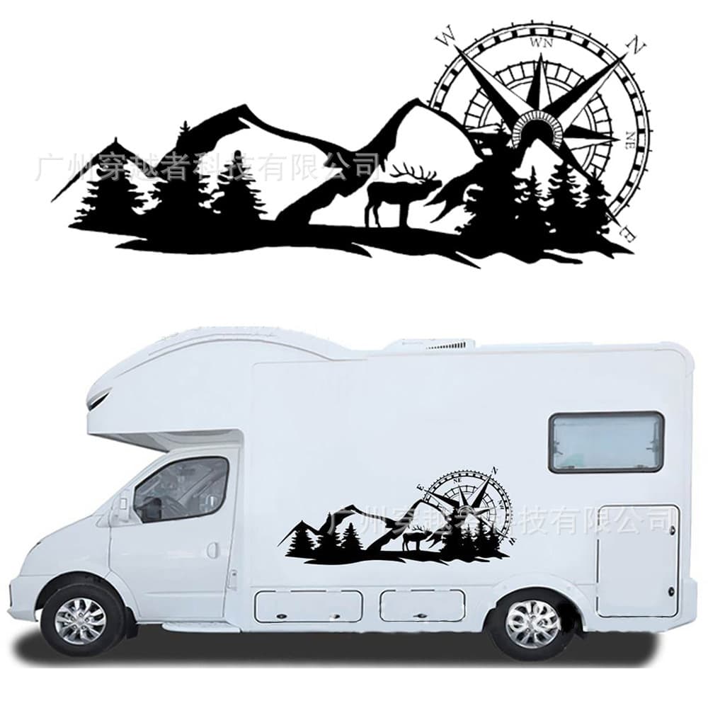 Forest Mountain Graphic Car Sticker for RV Horsebox Caravan Caravan Camper Car Body Decor Decal