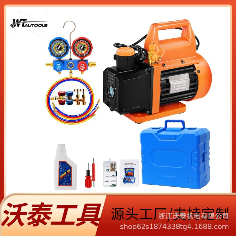 4.5CFM Vacuum Pump / Manifold Gauge Set R134 R410a R22 R404 Refrigerant Tool Electric Energy-Saving Model