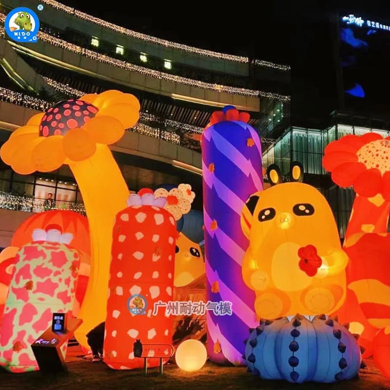 Factory Direct Inflatable Flower, Inflatable Mall Decoration, Inflatable Plant Air Film, Outdoor Large Landscape Glowing Flowers
