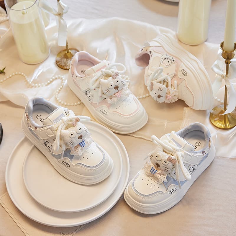 Feiyao Casual Sports Shoes Princess Style Soft Plush Kids Board Shoes 2026 Spring New Girls White Shoes