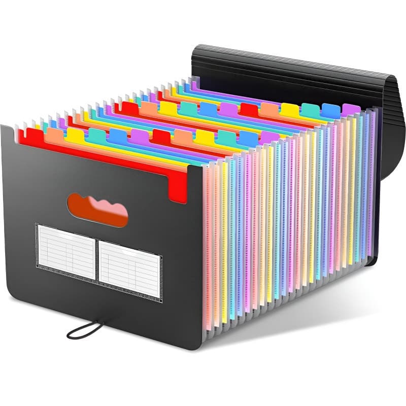 Standing A4 Accordion File Folder 24-Pocket Large Capacity Document Organizer Box Multi-Layer Insert Pages