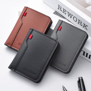 Men's Wallet Cross-Border Best Seller Ultra-Thin Mini Credit Card Holder PU Leather Casual High-Quality Men's Wallet Wholesale