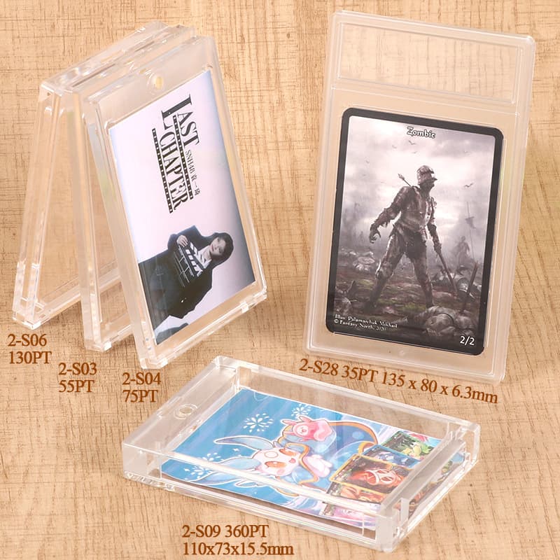 35PT magnetic card bricks with stands, custom NBA planet card collection boxes, graded card PS boxes, Yu-Gi-Oh card boxes