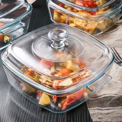 Pyrex Baking Tray Kitchen Transparent with Cover Glass Pot
