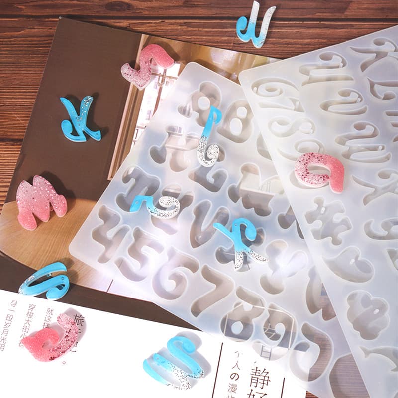 New Handmade Crystal Resin Mold Letter Number Silicone Mold 26 English Letters Fun Cookie Mold