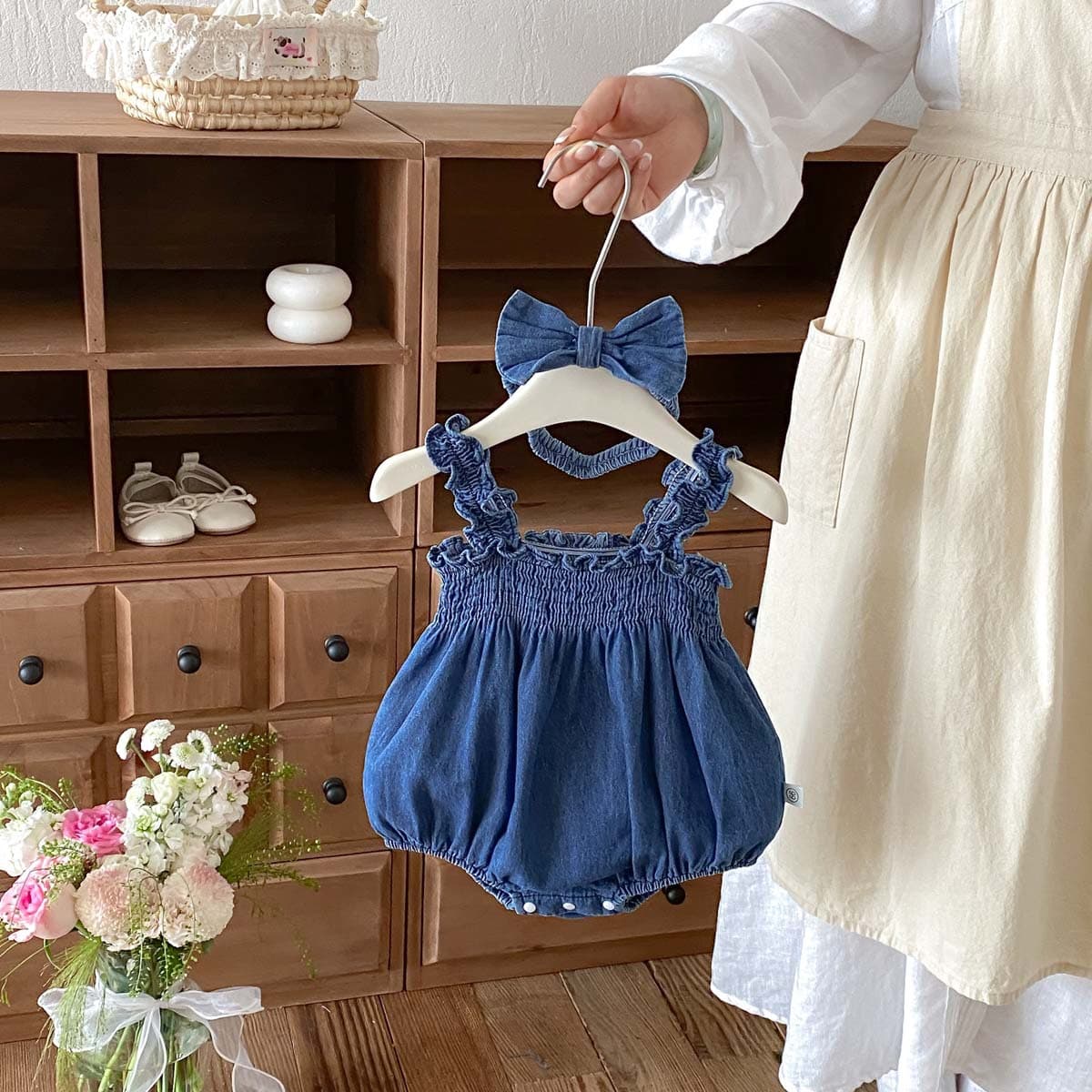 Baby denim suspenders, summer cotton jumpsuits, new style sleeveless clothes for baby girls
