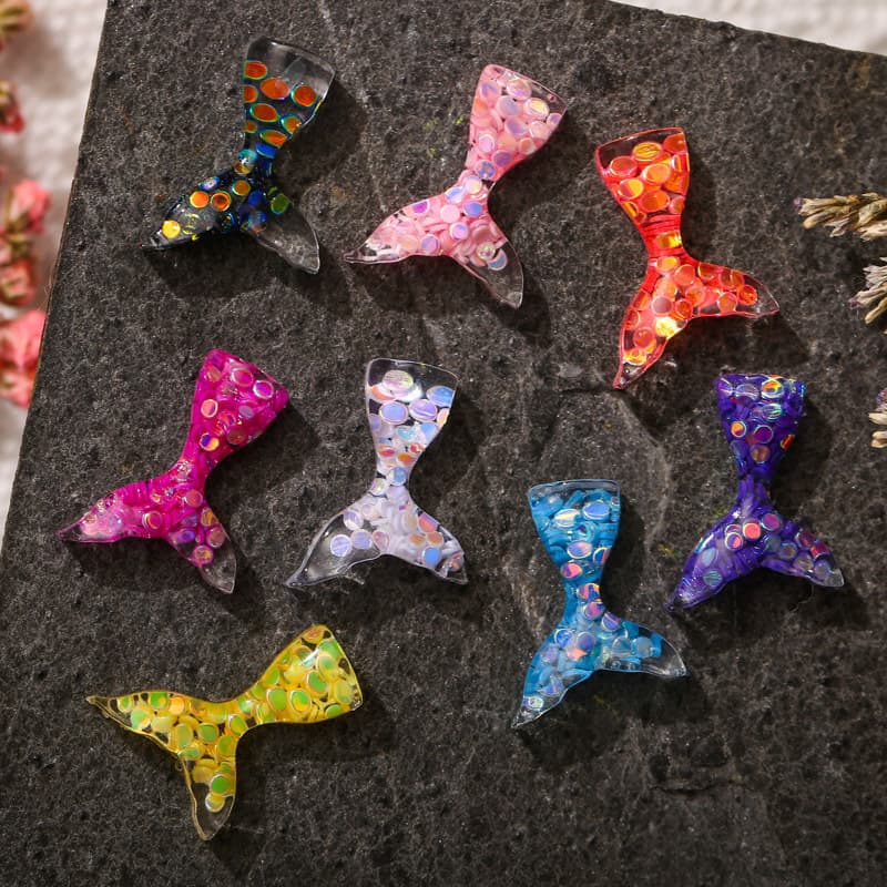 New Nail Mermaid Tail Resin Sequins Color 3D Flash Small Crystal Resin Nail Jewelry