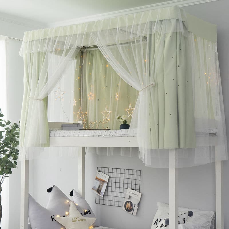 Dormitory Bed Curtain, Blackout Mosquito Net for Top Bunk, Princess Style Bed Skirt Essential for Girls