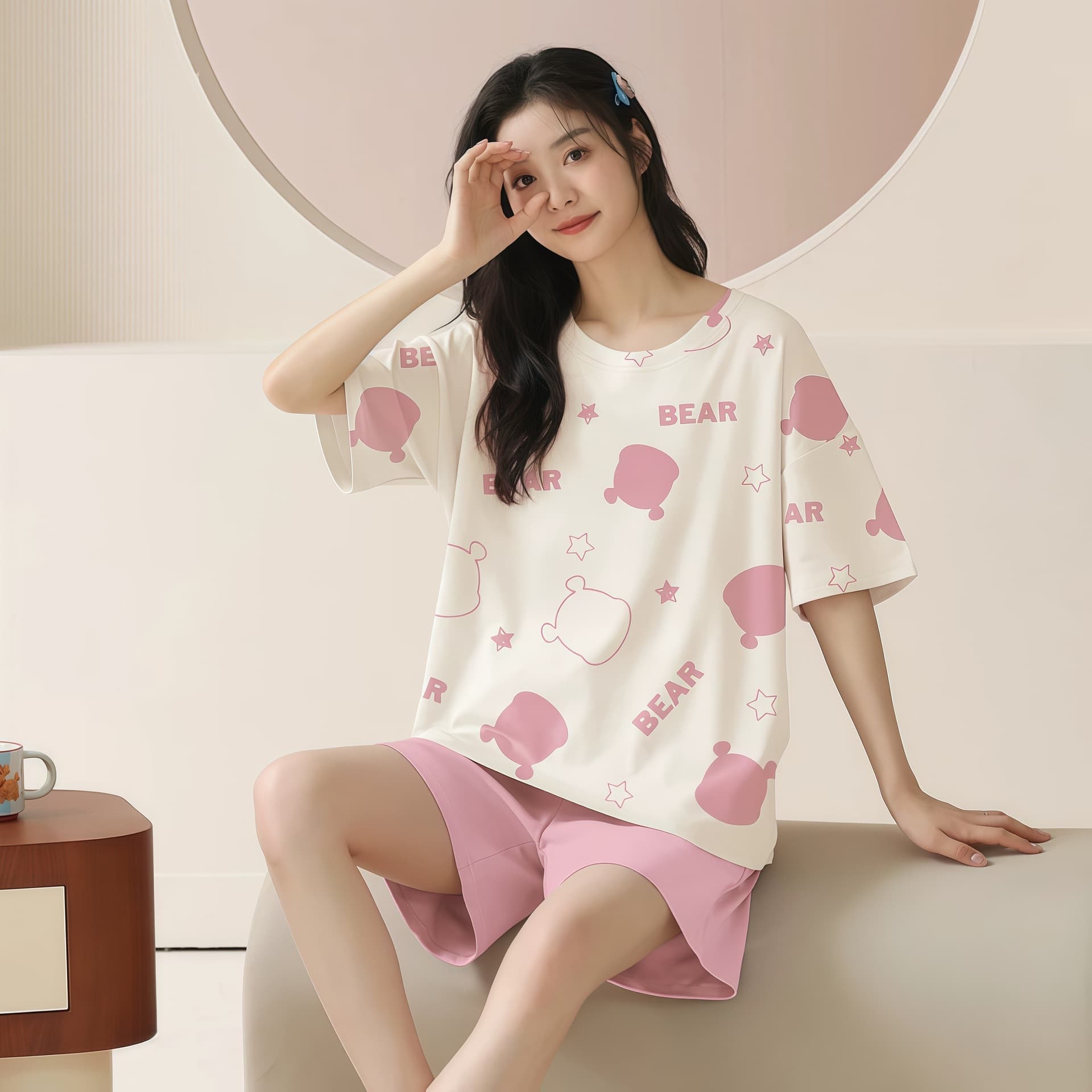 Southeast Asia Hot Selling Women's Pajamas Summer Short Sleeve Short Pants Plus Size Cartoon Girl Student Homewear Cross-Border Wholesale