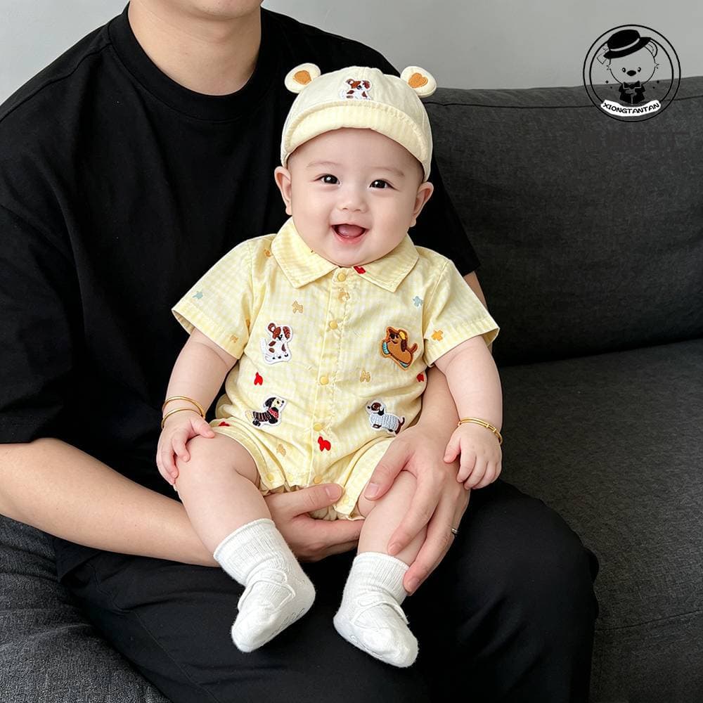 Stylish Baby Summer Outfit Thin Newborn Boy Clothes 2026 New Short Sleeve Romper Bodysuit Summer
