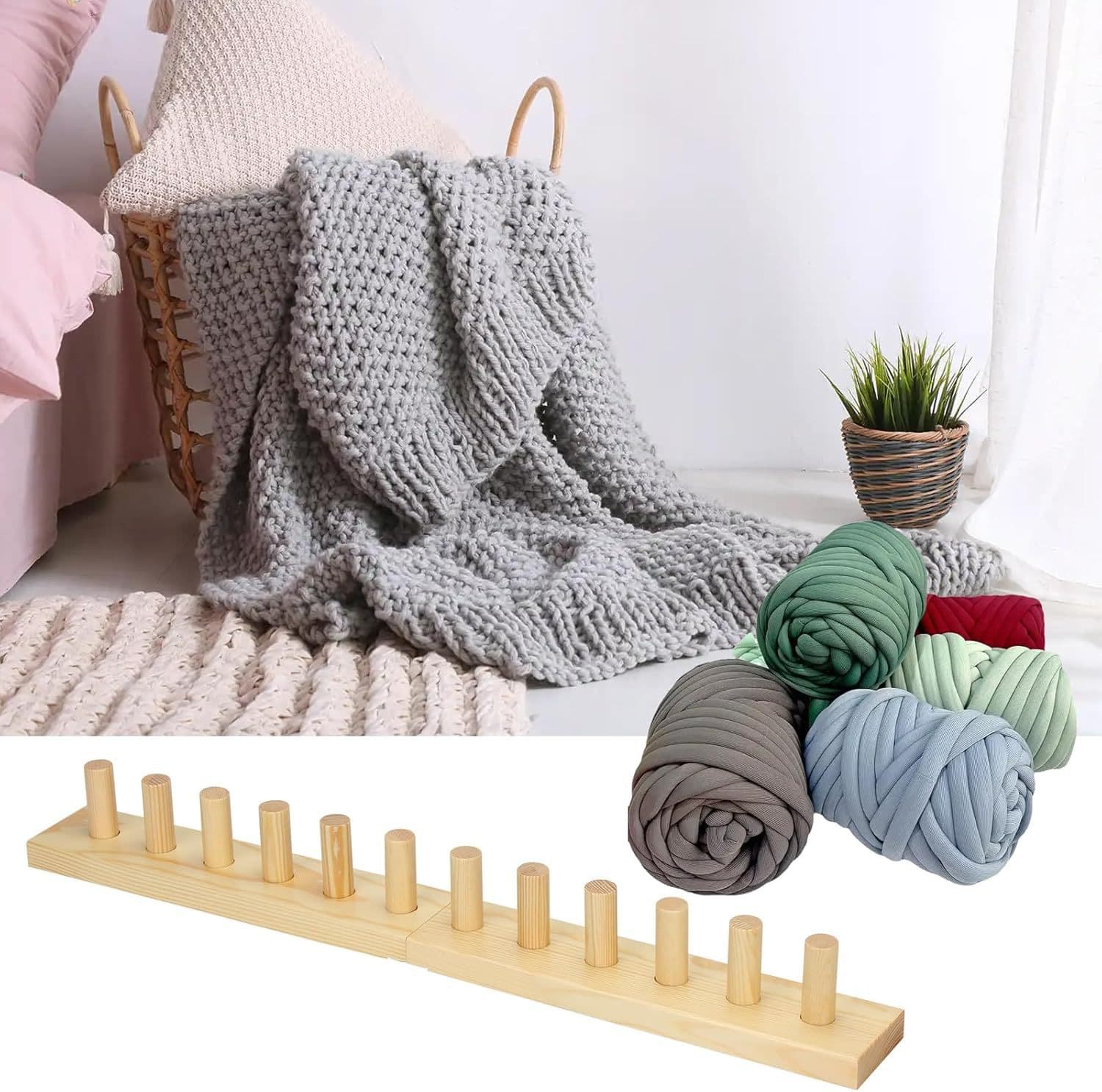 Yarn Knitting Frame Handmade DIY Weaving Tool Wooden Loom Creative Yarn Holder Scarf Blanket Crochet Stand