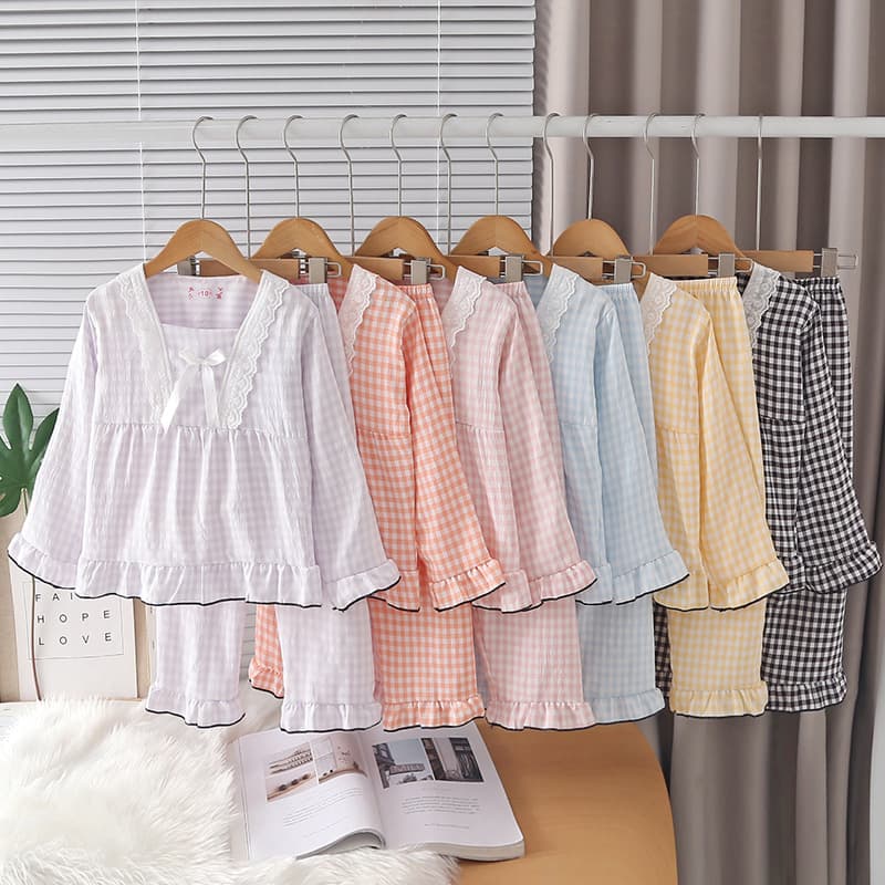 Children's Pajamas Long Sleeve Girls' Loungewear Baby Two-Piece Set Cloud Cotton Pajamas Girls' Long Pants Loungewear Pajamas