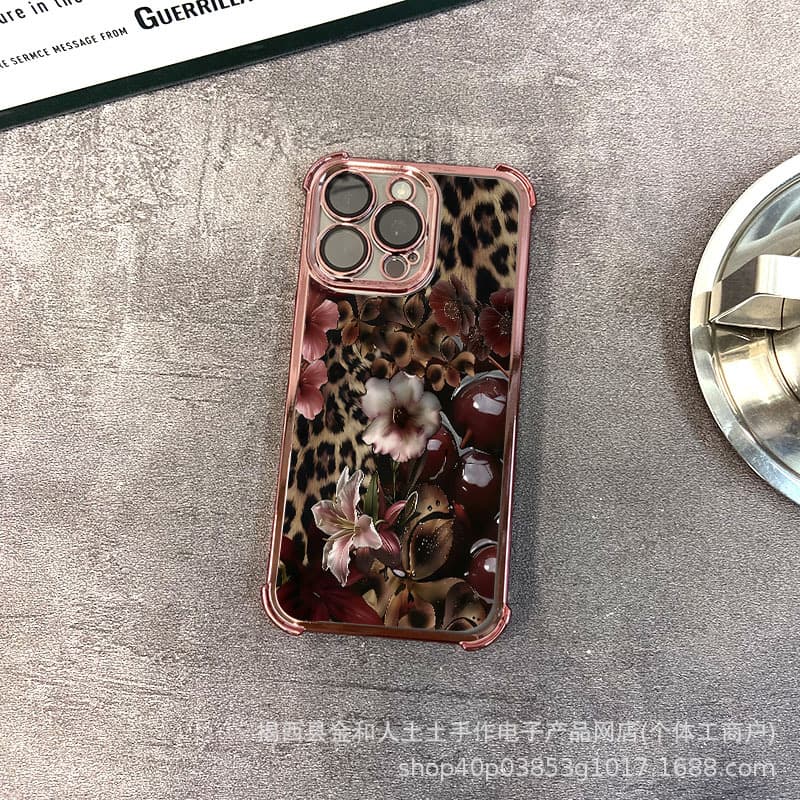 Flower Apple 17 phone case iPhone 15 silicone 16 compatible with 14 Pro Max full coverage 123 XSM protection