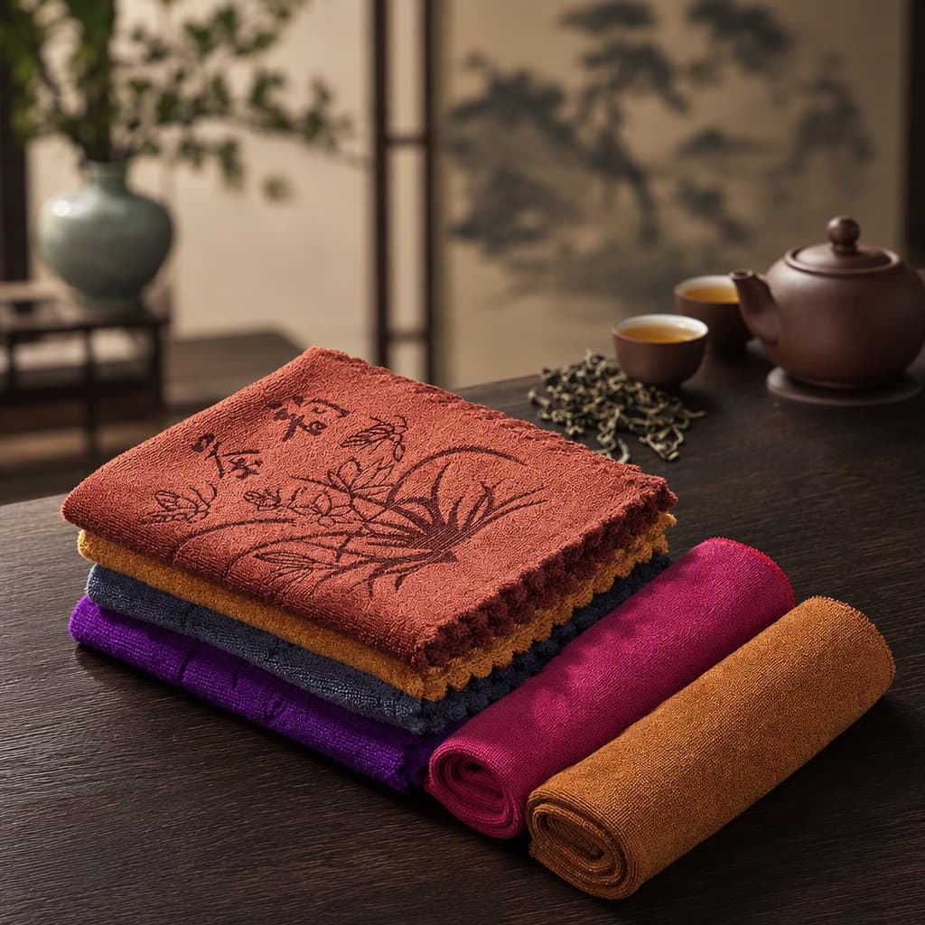 Kung Fu tea towel, high-end tea cloth, water-absorbent and thickened tea set towel, coffee table tablecloth, Zen rag, tea table daily use