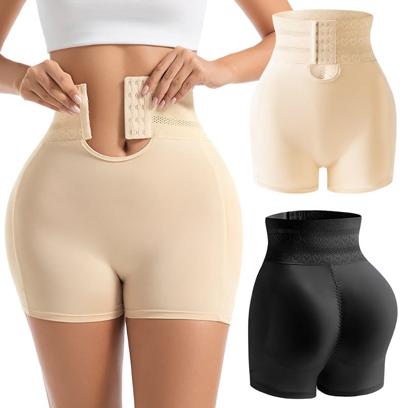 Shaping pants for women, body shaping waist cincher high-waist tummy control plus-size snap-button hip enhancement fake butt butt-lifting underwear.