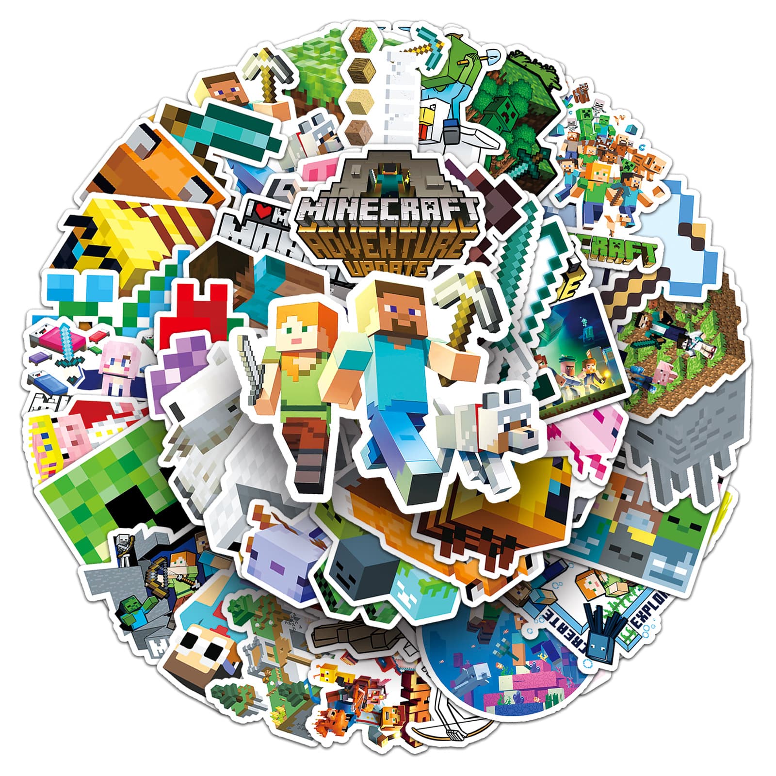 50 Creative Minecraft Game Suitcase Waterproof Phone Case Laptop Decorative Stickers