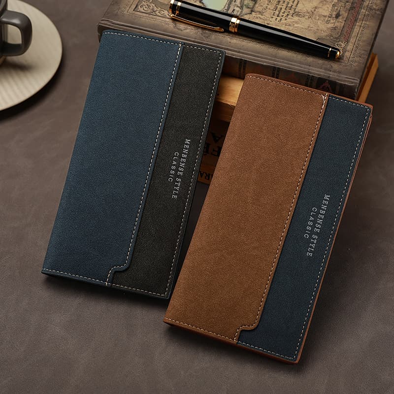 Men's Wallet Vintage Distressed Long Style Multi-Card Slot Suit Wallet Fashionable Business Card Holder ID Wallet for Men