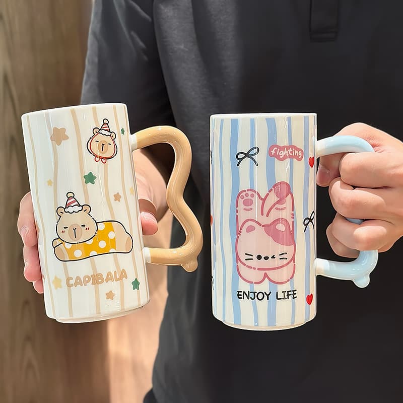 Cute Pet Ceramic Mug for Women Office Coffee Breakfast Milk Cup Kids Water Cup Birthday Gift