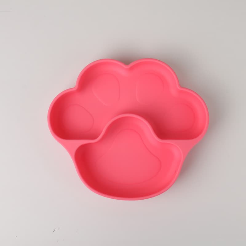 New Best-Selling Baby Silicone Bear Paw Plate with Large Suction Cup, Divided Platinum Tray, Feeding Kids Tableware Set