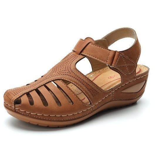 New 2025 Retro Amazon Summer Women's Sandals, Cross-Border Stitched and Glued Wedge Heel Closed-Toe Sandals with Drop Shipping
